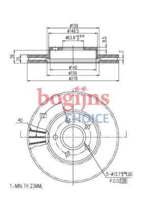BOSCH 0 986 479 173 Remschijf voor (278mm)