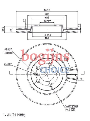 BOSCH 0 986 479 R68 Remschijf voor (280x22)
