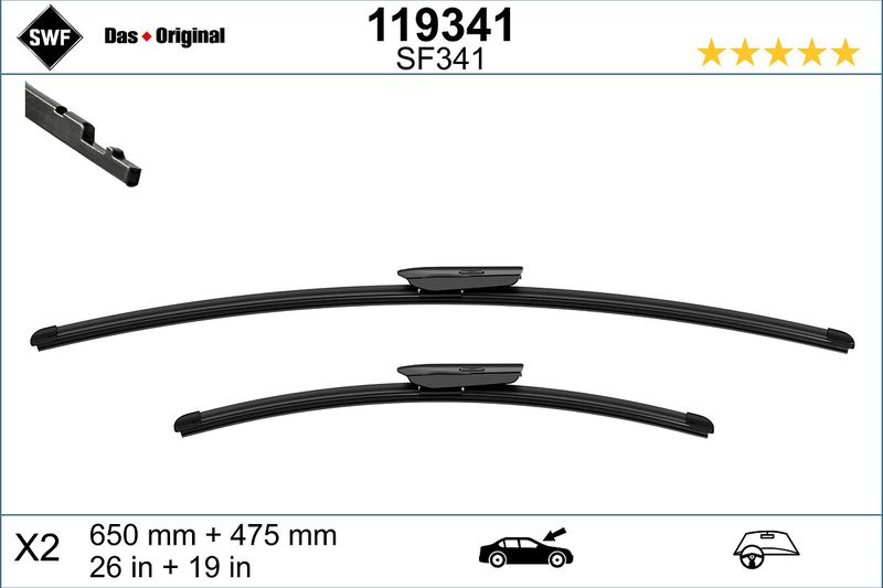 Ruitenwisser BOSCH A 984 S
650, 475 mm, Flat blade wisserblad