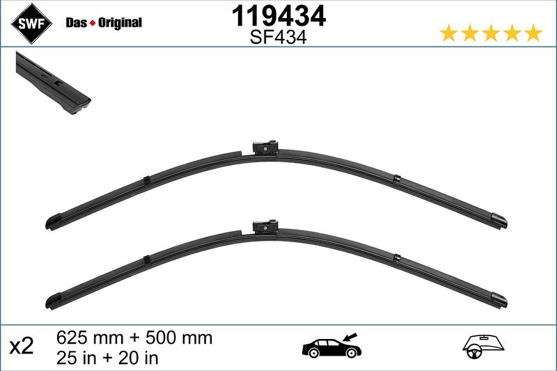 Ruitenwisser BOSCH A 727 S voor AUDI A8, Q8, E-TRON
650, 500 mm, Flat blade wisserblad