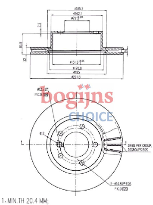 [FERODO DDF1229] FERODO PREMIER Coat+ disc Remschijf, 292x22mm, 5, Geventileerd